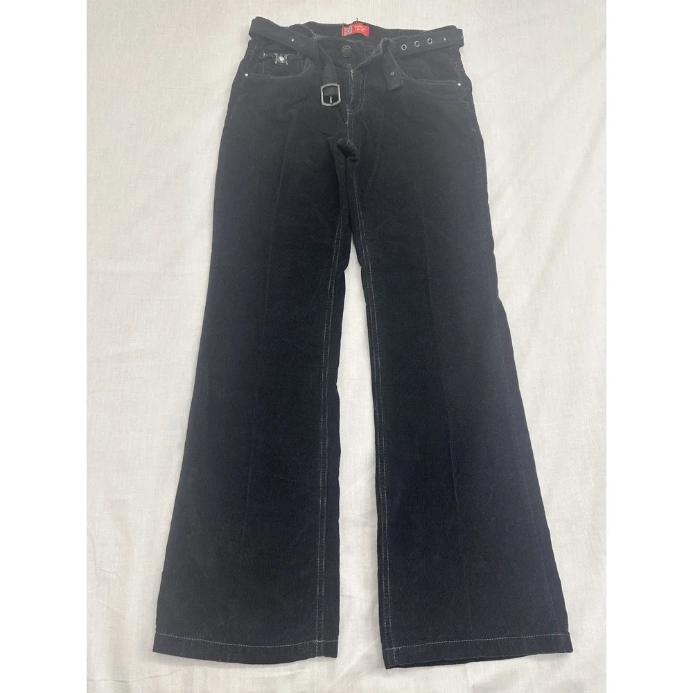 Faded Glory  Girls Size 14 Black Corduroy Bootcut Pants With Belt